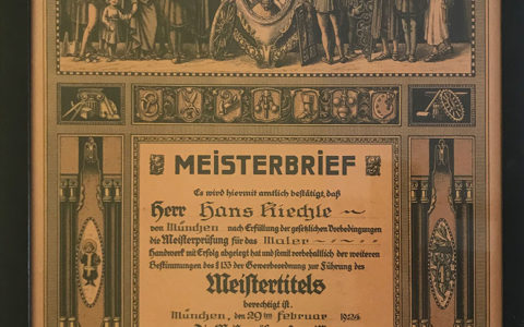 Meisterbrief Hans Kiechle 1924 1